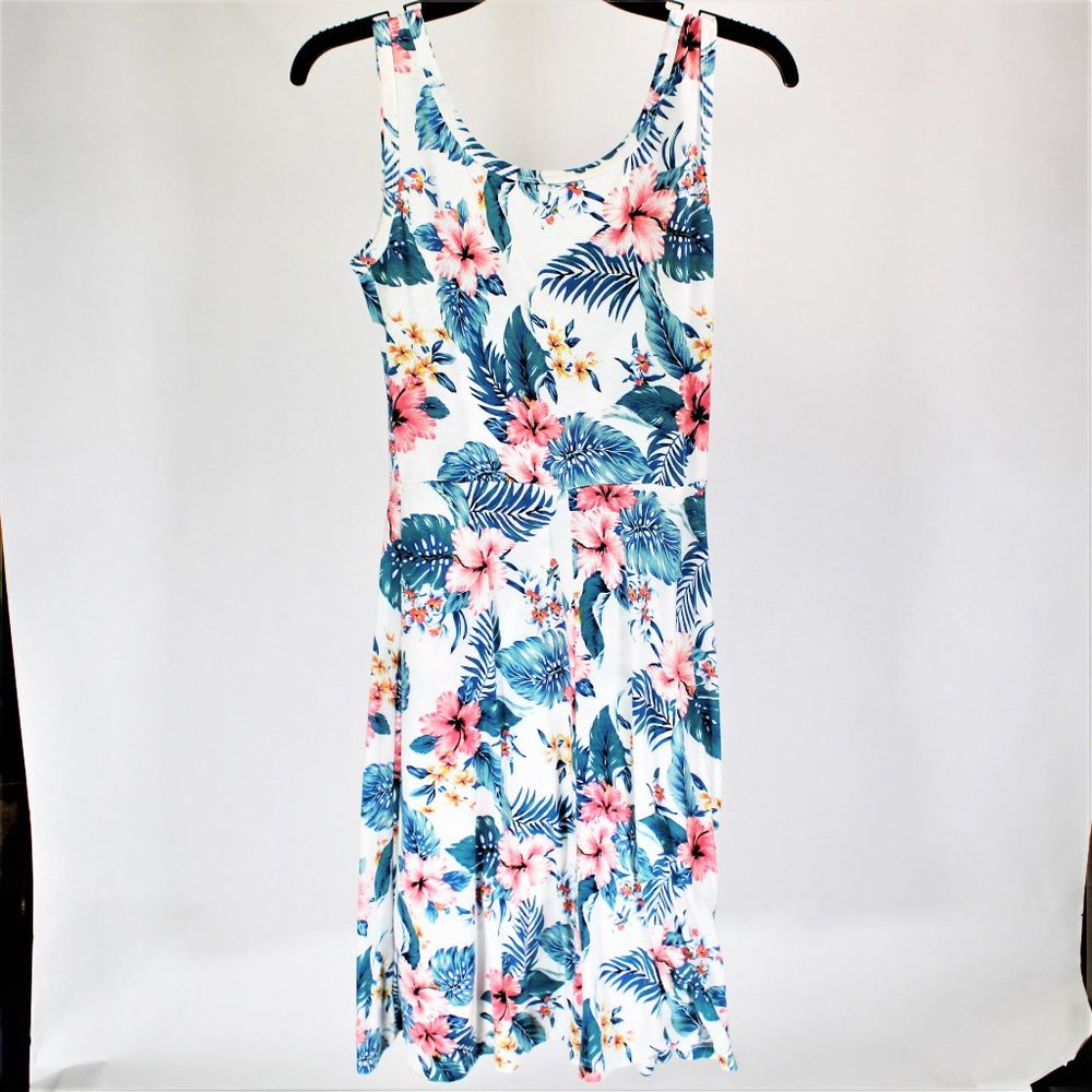 Fensace | White w/ Tropical Pattern Summer Dress